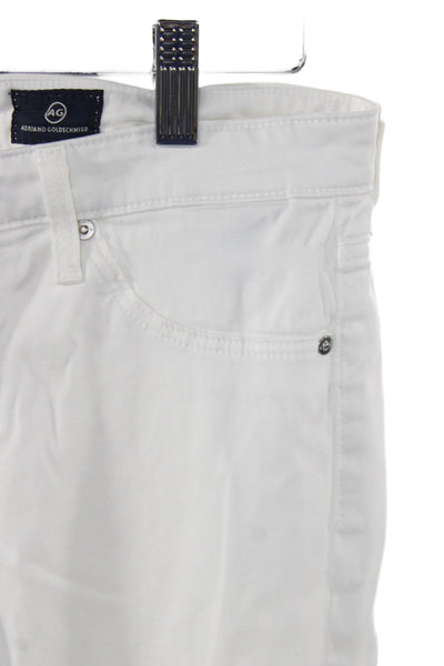 AG Adriano Goldschmied Womens Cropped White Mid Rise Jeans Button Size 26