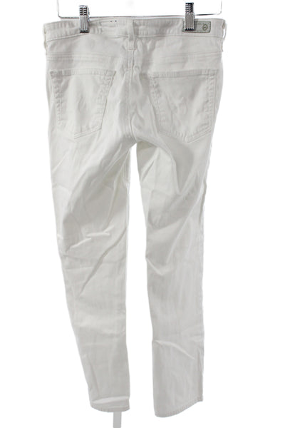 AG Adriano Goldschmied Womens Cropped White Mid Rise Jeans Button Size 26