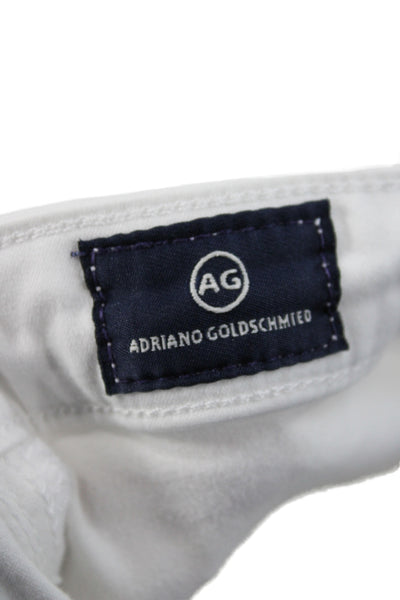 AG Adriano Goldschmied Womens Cropped White Mid Rise Jeans Button Size 26