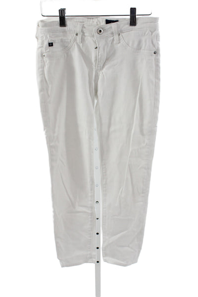 AG Adriano Goldschmied Women Cropped White Jeans Mid Rise Inseam 24 Size 26