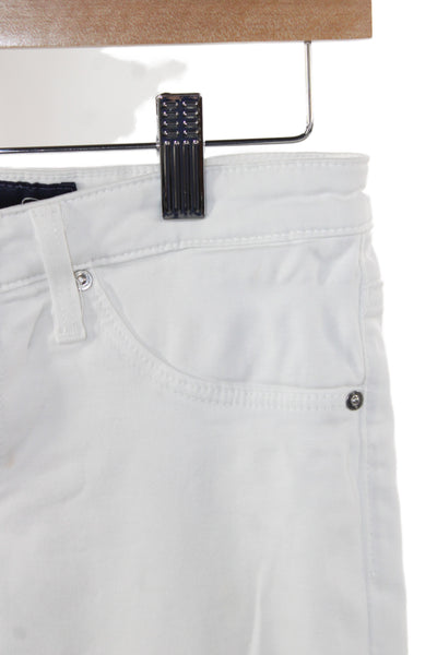AG Adriano Goldschmied Women Cropped White Jeans Mid Rise Inseam 24 Size 26