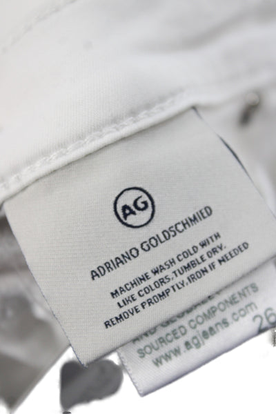 AG Adriano Goldschmied Women Cropped White Jeans Mid Rise Inseam 24 Size 26