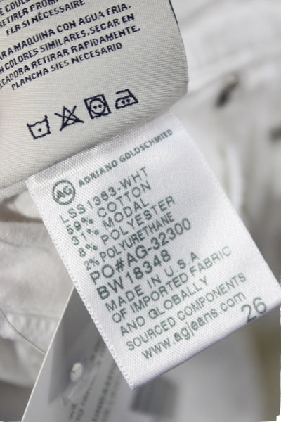 AG Adriano Goldschmied Women Cropped White Jeans Mid Rise Inseam 24 Size 26