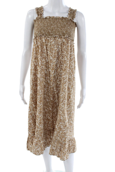 Rails Womens Sundress Beige Square Neck Sleeveless Boho Long Size XS