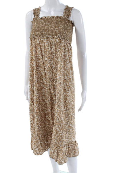 Rails Womens Sundress Beige Square Neck Sleeveless Boho Long Size XS