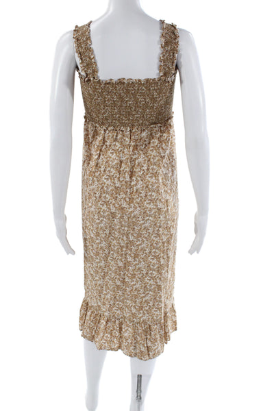 Rails Womens Sundress Beige Square Neck Sleeveless Boho Long Size XS