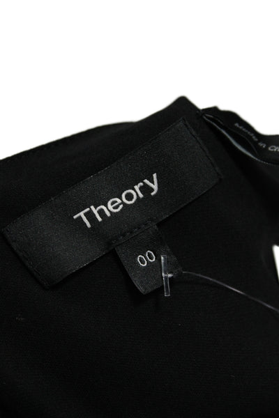 Theory Womens Shift Dress Black Silk Sleeveless Round Neck Mid-Calf Size 00
