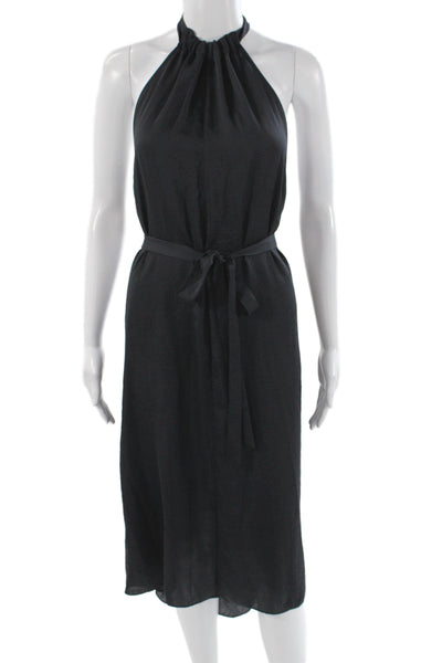 Theory Womens Maxi Halter Tie Black Midi Dress 100% Polyester Size 00