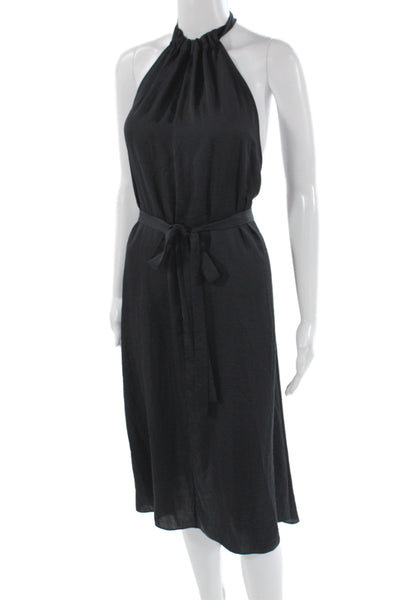 Theory Womens Maxi Halter Tie Black Midi Dress 100% Polyester Size 00
