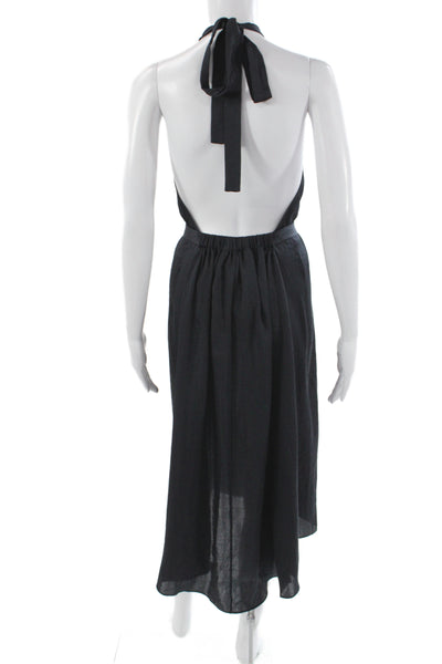 Theory Womens Maxi Halter Tie Black Midi Dress 100% Polyester Size 00