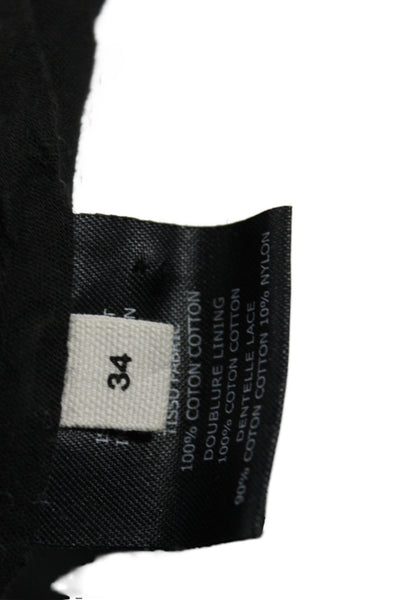 Isabel Marant Etoile Women Black Mini Cotton Dress Short Sleeve Size 34