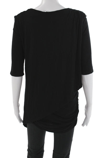 Lola & Sophie Women Tunic V-Neck 3/4 Sleeve Black Modal Casual Size M