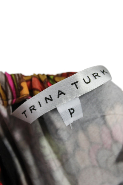 Trina Turk Women Halter Paisley Viscose Tunic Tie Sleeveless Black Boho Size PP
