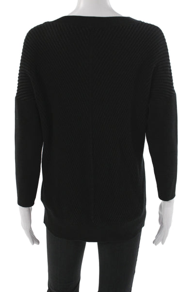 Repeat Women Black Pullover Sweater Long Sleeve Round Neck 60% Cotton Size L