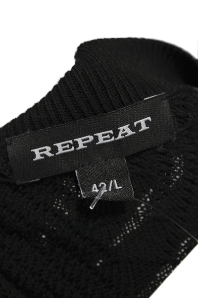 Repeat Women Black Pullover Sweater Long Sleeve Round Neck 60% Cotton Size L