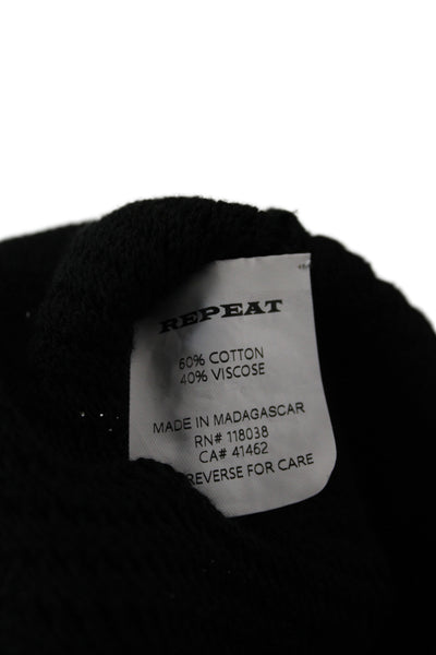 Repeat Women Black Pullover Sweater Long Sleeve Round Neck 60% Cotton Size L