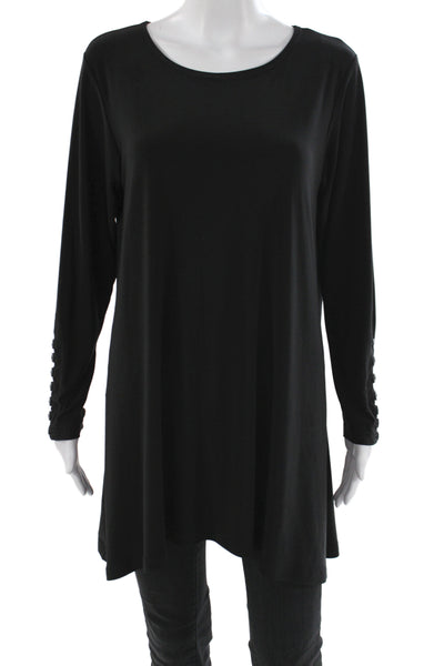 Simpli Womens Tunic Blouse Black Long Sleeve Scoop Neck Size 12