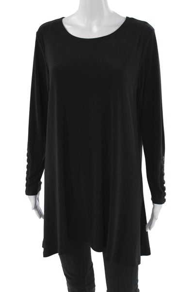 Simpli Womens Tunic Blouse Black Long Sleeve Scoop Neck Size 12