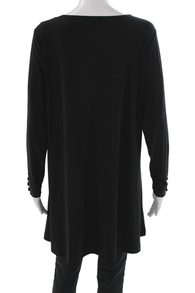 Simpli Womens Tunic Blouse Black Long Sleeve Scoop Neck Size 12