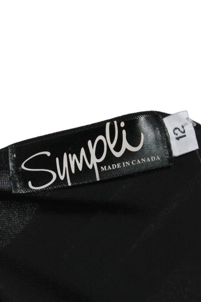 Simpli Womens Tunic Blouse Black Long Sleeve Scoop Neck Size 12