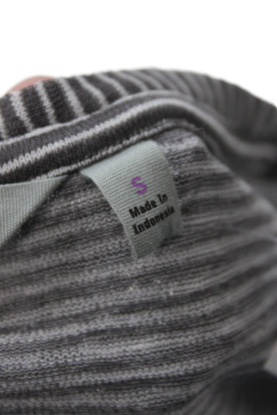 Athleta Womens Striped Gray Sleeveless Basic Tank Modal Round Neck Size S