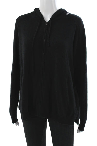 Autumn Cashmere Women Black Full Zip Sweater High Neck Size S