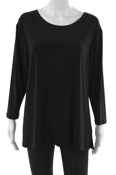 Simpli Womens Tunic Blouse Black Scoop Neck Long Sleeve Jersey Size L