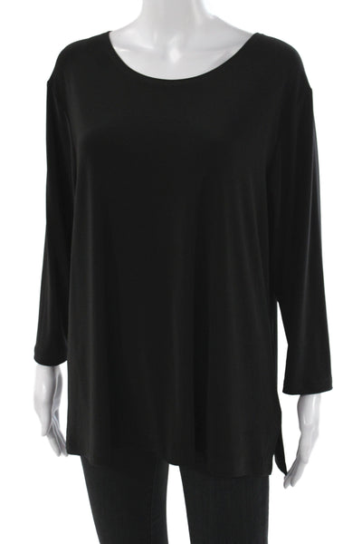 Simpli Womens Tunic Blouse Black Scoop Neck Long Sleeve Jersey Size L