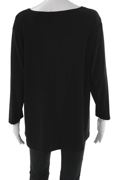 Simpli Womens Tunic Blouse Black Scoop Neck Long Sleeve Jersey Size L