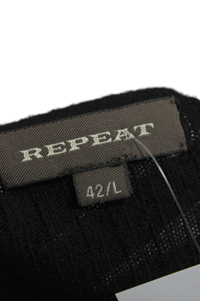Repeat Women Pullover Cashmere V-Neck Sweater Long Sleeve Black Size L