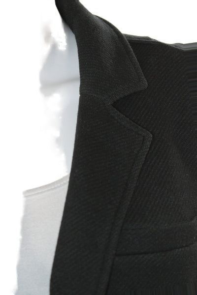 Ecru Womens Basic Jacket Black Herringbone Cotton Button Long Sleeve Size M