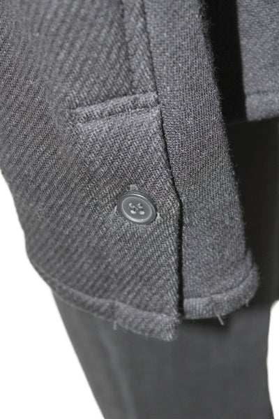 Ecru Womens Basic Jacket Black Herringbone Cotton Button Long Sleeve Size M