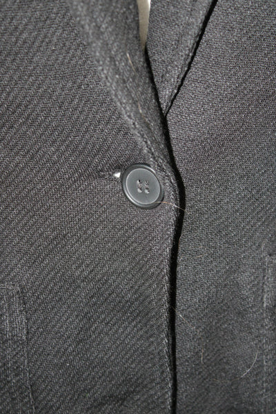 Ecru Womens Basic Jacket Black Herringbone Cotton Button Long Sleeve Size M