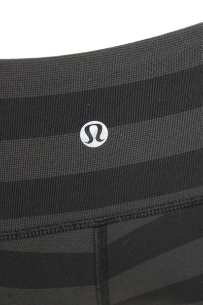 Lululemon Womens Striped Black Ankle Leggings Athleisure 87% Nylon Size 4