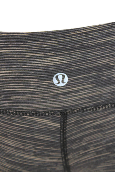 Lululemon Womens Capri Leggings Black Striped 87% Nylon Athleisure Size 4