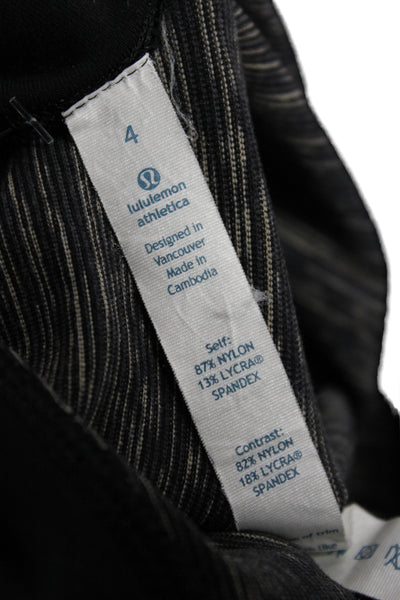 Lululemon Womens Capri Leggings Black Striped 87% Nylon Athleisure Size 4