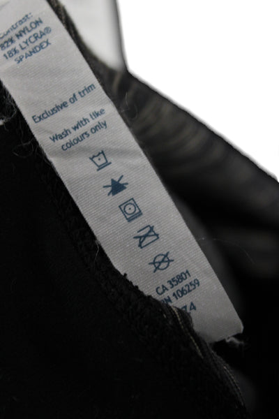 Lululemon Womens Capri Leggings Black Striped 87% Nylon Athleisure Size 4