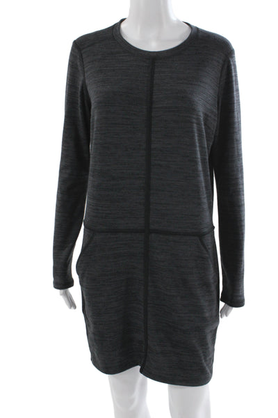 Athleta Women Shift Dress Gray Long Sleeve Crew Neck Short Athleisure Size S