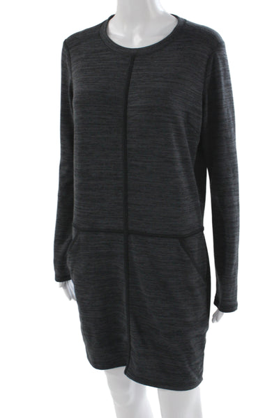 Athleta Women Shift Dress Gray Long Sleeve Crew Neck Short Athleisure Size S