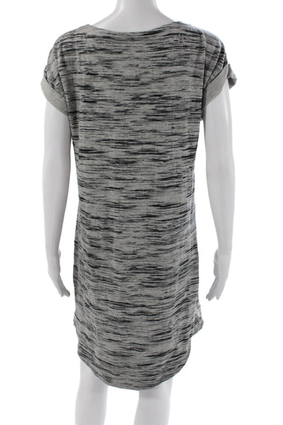 Athleta Women T-Shirt Dress Gray Striped Modal Scoop Neck Short Sleeve Size S