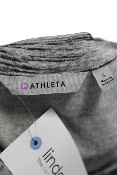 Athleta Women T-Shirt Dress Gray Striped Modal Scoop Neck Short Sleeve Size S