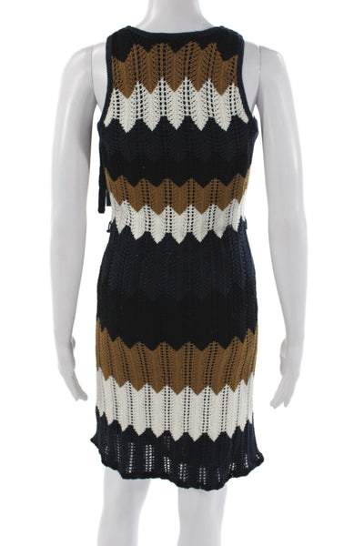 Trina Turk Womens Tank Dress Black Chevron Cotton Sleeveless Mid-Calf Size PP