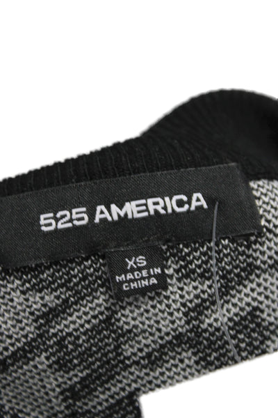 525 America Women Pullover Houndstooth Sweater Black Long Sleeve Size XS