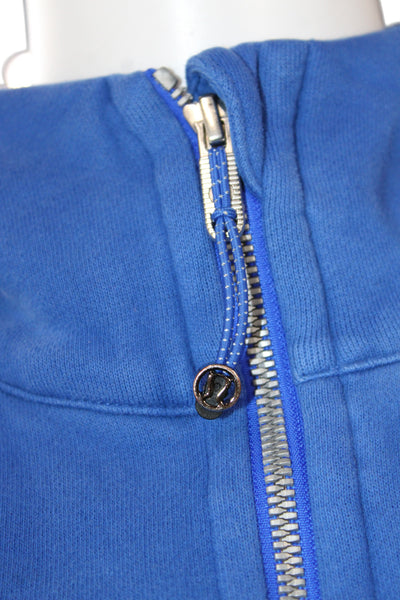 Lululemon Womens Blue High Neck Zip Pullover Hoodie Cotton Long Sleeve Size XS