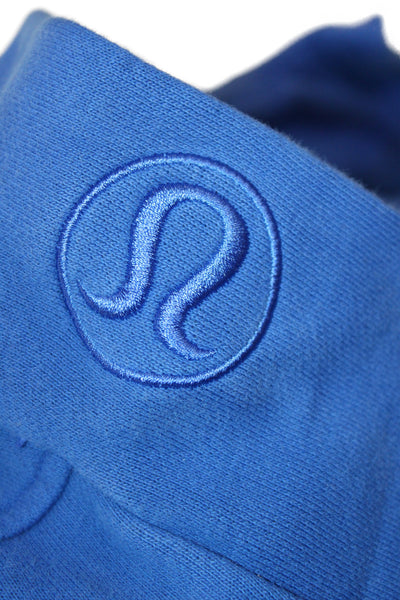 Lululemon Womens Blue High Neck Zip Pullover Hoodie Cotton Long Sleeve Size XS