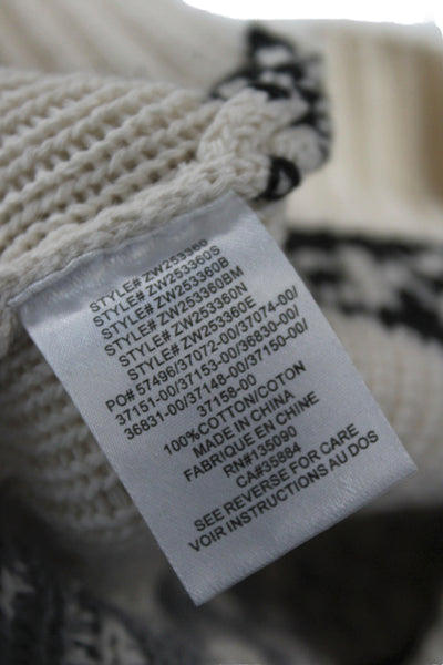 Z Supply Women Pullover Sweater Ivory Fair Isle 100% Cotton Crew Neck Size XS