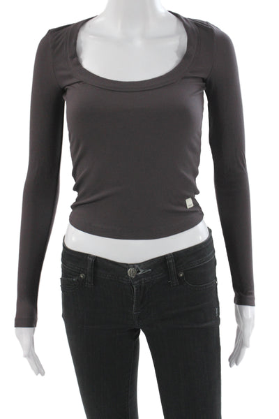 Vuori Women Basic Brown Scoop Neck Long Sleeve T-Shirt Size XS
