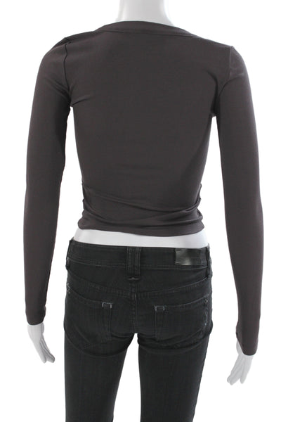 Vuori Women Basic Brown Scoop Neck Long Sleeve T-Shirt Size XS