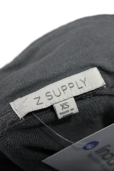 Z Supply Women Pullover Sweatshirt Gray Mock Neck Zip Long Sleeve Size XS