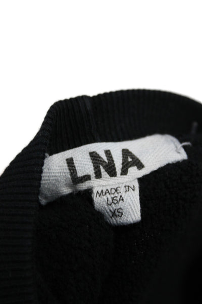 LNA Womens Pullover Black Cotton Crewneck Grommet Long Sleeve Size XS